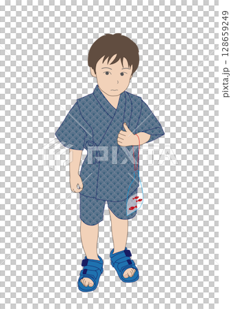 夏祭りで浴衣を着た男の子 夏祭りで浴衣を着た男の子 128659249