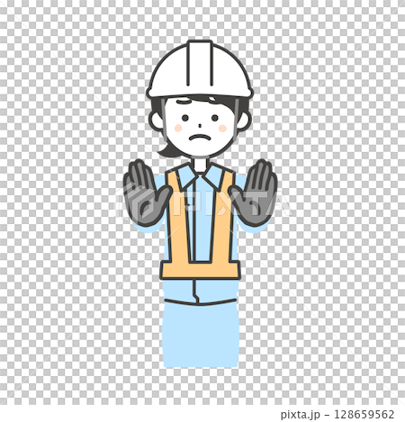 Illustration of a woman wearing work clothes and a helmet 128659562