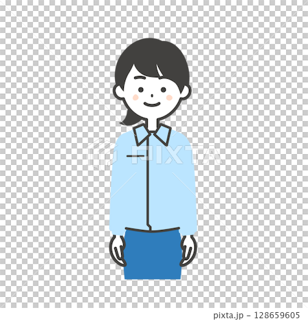 スーツの上に作業服を着た女性のイラスト 128659605