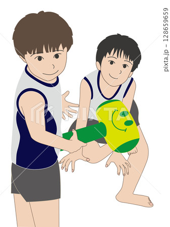 夏休み一緒に遊ぶ兄弟 128659659