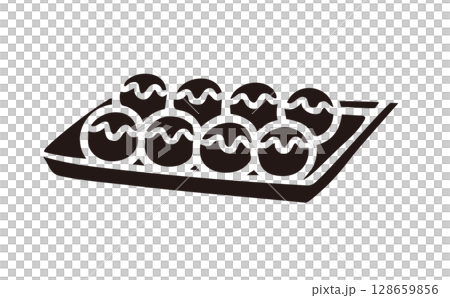 Simple monochrome illustration of takoyaki 128659856