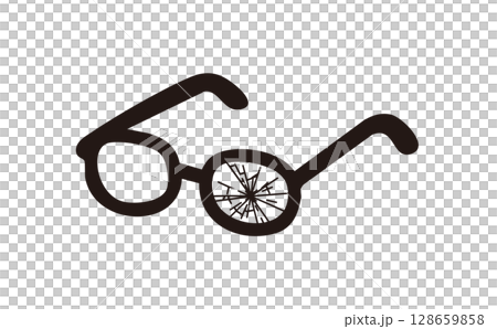 Monochrome illustration of broken glasses Monochrome illustration of broken glasses 128659858
