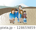 キャンプでアウトドアを楽しむ家族 128659859