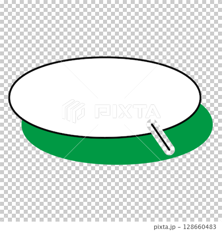 シンプルな吹き出しのイラスト　横長　楕円形 128660483