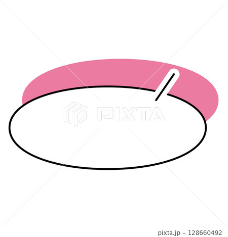 シンプルな吹き出しのイラスト　横長　楕円形 128660492