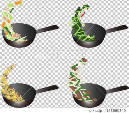 Stir-fry set cooked in a wok 128660540