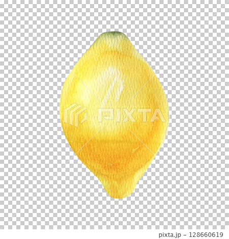 Juicy yellow lemon watercolor illustration. Hand drawn tropical sour fruit, summer lemonade ingredient for beverage menu, bar,label,logo design. Italian and Sicilian garden fruit 128660619