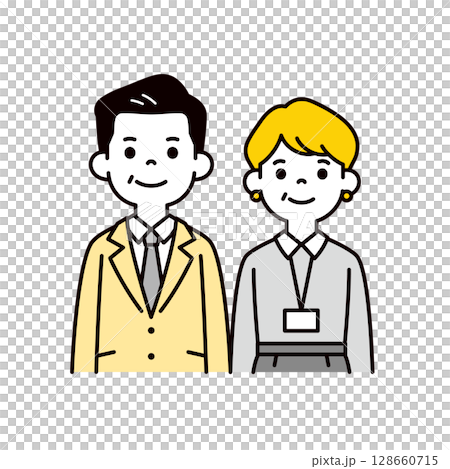 工作的中年男女上半身插畫素材集_商務人士_向量 128660715