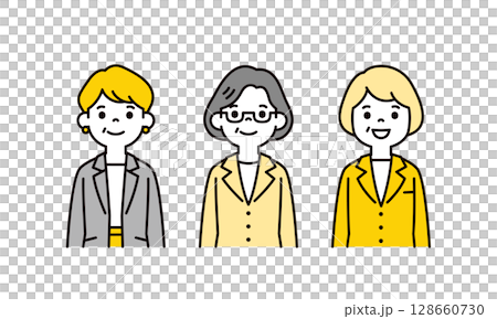 Simple upper body illustration set of elderly business woman_vector 128660730