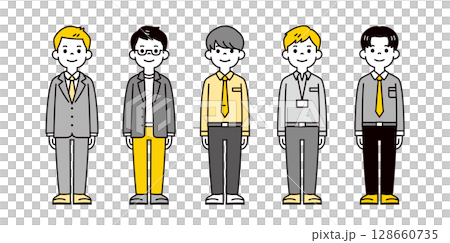 一位年輕商人的簡單全身插圖集_向量 一位年輕商人的簡單全身插圖集_向量 128660735