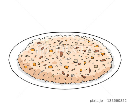 醤油チャーハンのイラスト 128660822