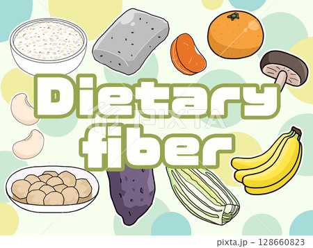 食物繊維のイメージイラスト（背景あり）（英字） 128660823
