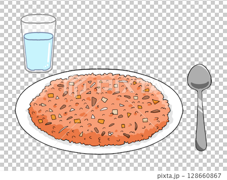 ケチャップチャーハンセットのイラスト 128660867