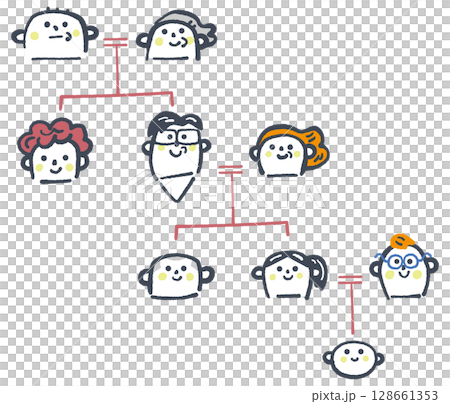 一組家譜的庫存插圖材料,對於繼承等具有重要意義。 一組家譜的庫存插圖材料,對於繼承等具有重要意義。 128661353