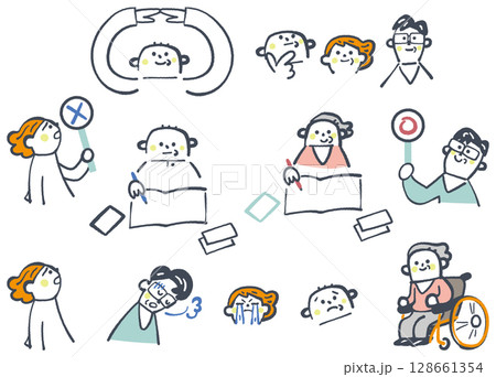 相続などの困りごとに使える家族の評定衆 セットのストックイラスト素材 相続などの困りごとに使える家族の評定衆 セットのストックイラスト素材 128661354