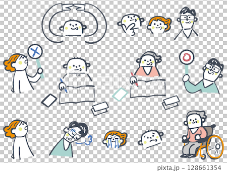 一組可用於解決繼承等問題的家庭理事會的庫存插圖材料 一組可用於解決繼承等問題的家庭理事會的庫存插圖材料 128661354