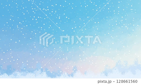 幻想的で可愛い雪の降る背景 128661560