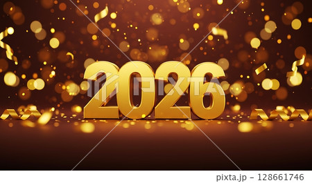 happy new year gold on black background 128661746
