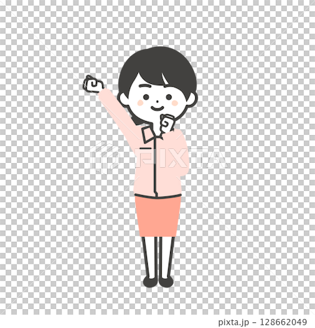 圖:一位身穿工作服和西裝的三頭女人舉起拳頭 圖:一位身穿工作服和西裝的三頭女人舉起拳頭 128662049