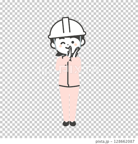 圖:一位三頭女性,頭戴頭盔,身穿工作服,外面套著西裝,一邊鼓掌一邊眨眼 圖:一位三頭女性,頭戴頭盔,身穿工作服,外面套著西裝,一邊鼓掌一邊眨眼 128662087