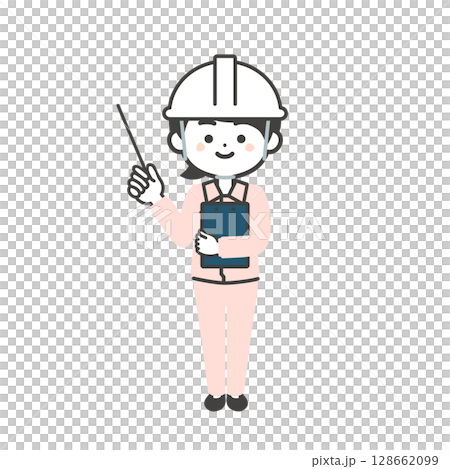 一位三頭女人戴著頭盔，穿著工作服和西裝的插圖 128662099