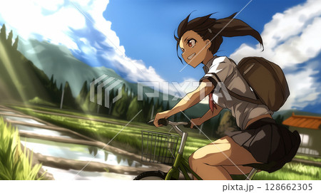 サイクリングをする女性 128662305