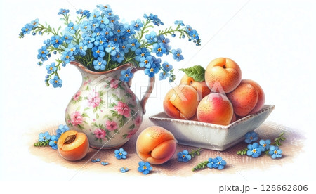 Charming Forget-Me-Nots & Apricot Still Life 128662806