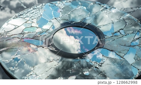 ガラスに映る空 128662998