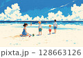 海で遊ぶ子供たち 128663126
