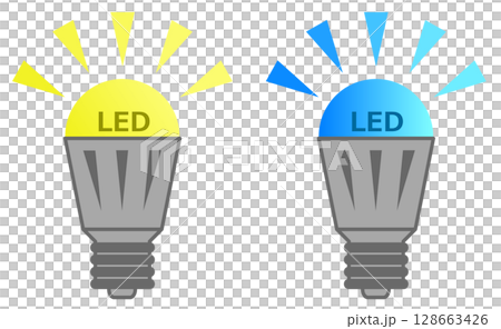 圖示為 LED 燈泡，可用作室內照明的環保節能替代品 128663426