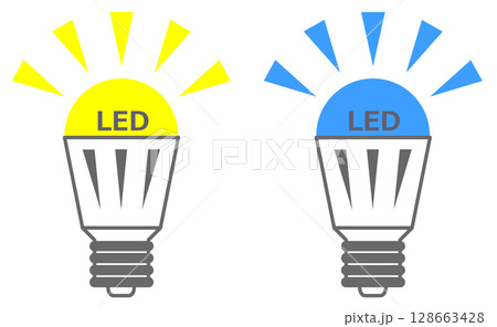 室内灯をい交換するとエコで節電タイプになる電球型LEDのイラスト 室内灯をい交換するとエコで節電タイプになる電球型LEDのイラスト 128663428