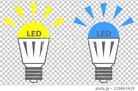 室内灯をい交換するとエコで節電タイプになる電球型LEDのイラスト 室内灯をい交換するとエコで節電タイプになる電球型LEDのイラスト 128663428