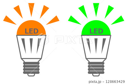 室内灯をい交換するとエコで節電タイプになる電球型LEDのイラスト 室内灯をい交換するとエコで節電タイプになる電球型LEDのイラスト 128663429