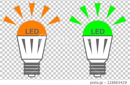 室内灯をい交換するとエコで節電タイプになる電球型LEDのイラスト 室内灯をい交換するとエコで節電タイプになる電球型LEDのイラスト 128663429