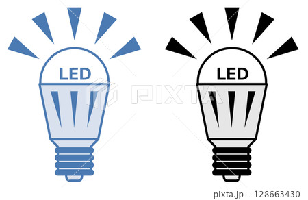 室内灯をい交換するとエコで節電タイプになる電球型LEDのイラスト 室内灯をい交換するとエコで節電タイプになる電球型LEDのイラスト 128663430