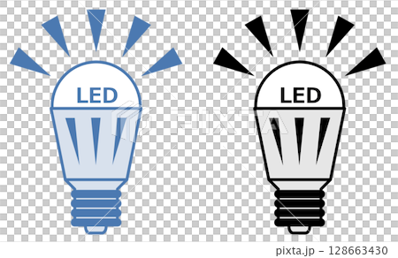 室内灯をい交換するとエコで節電タイプになる電球型LEDのイラスト 室内灯をい交換するとエコで節電タイプになる電球型LEDのイラスト 128663430