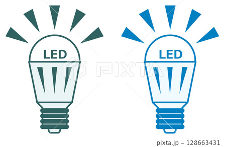室内灯をい交換するとエコで節電タイプになる電球型LEDのイラスト 128663431