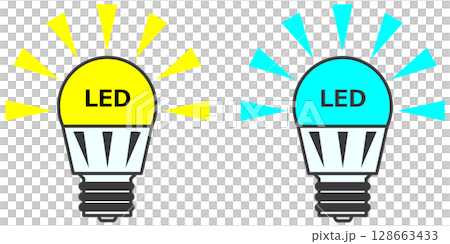 Illustration of an LED bulb that can be used as an eco-friendly, energy-saving replacement for indoor lighting 128663433