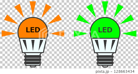 Illustration of an LED bulb that can be used as an eco-friendly, energy-saving replacement for indoor lighting 128663434
