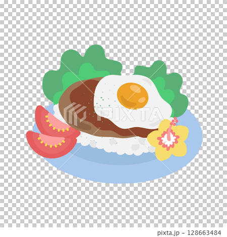 Loco moco 盤子插圖 128663484