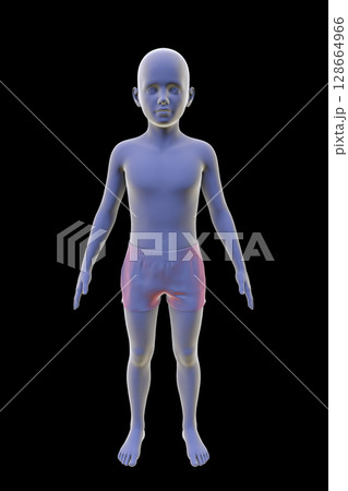 Normal weight boy, 3D illustration 128664966