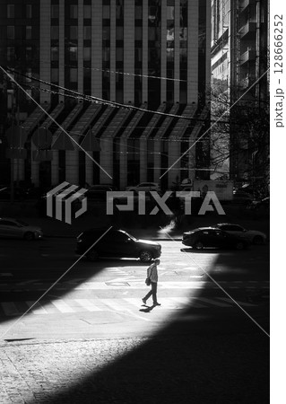 Young Couple Crossing Urban Street in Kyiv, Ukraine - Editorial Image 128666252