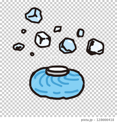 Hand drawn illustration of ice and ice pack 128666418