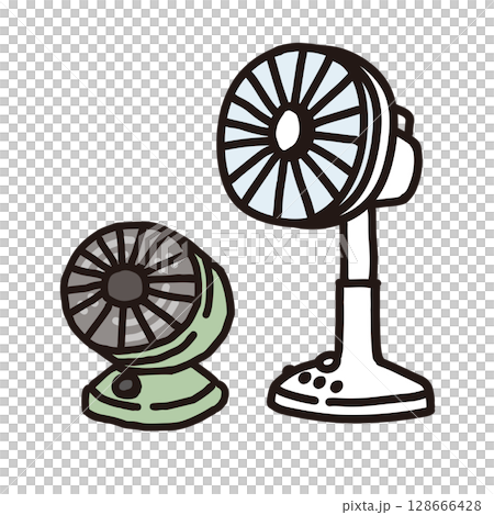 扇風機とサーキュレーターの手描きイラスト 扇風機とサーキュレーターの手描きイラスト 128666428