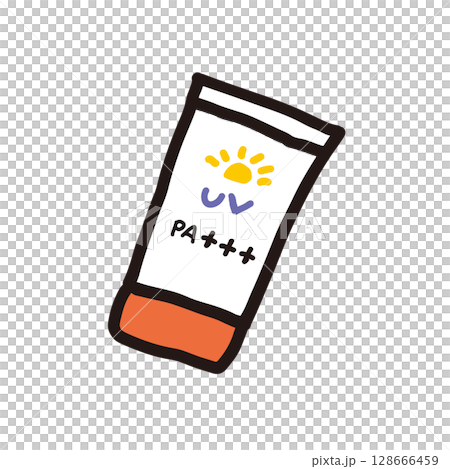 Hand-drawn illustration of UV protection sunscreen cream Hand-drawn illustration of UV protection sunscreen cream 128666459