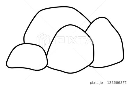 Vector black and white silver boulder. Dwarf or gnome treasures line clipart or coloring page. Magic or fairytale precious metal isolated on white background 128666875