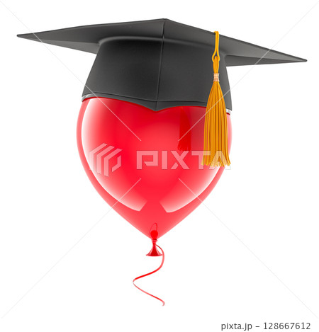 Balloon with Graduation cap. 3D rendering 128667612