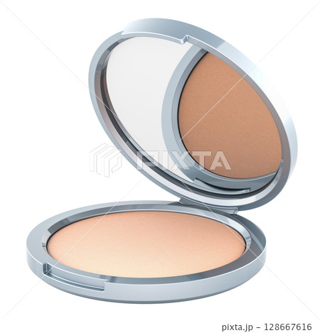 Compact face powder with mirror. 3D rendering 128667616