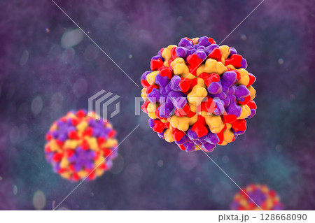 Tomato bushy stunt viruses, 3D illustration. 128668090