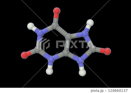 Uric acid molecule, illustration Uric acid molecule, illustration 128668137